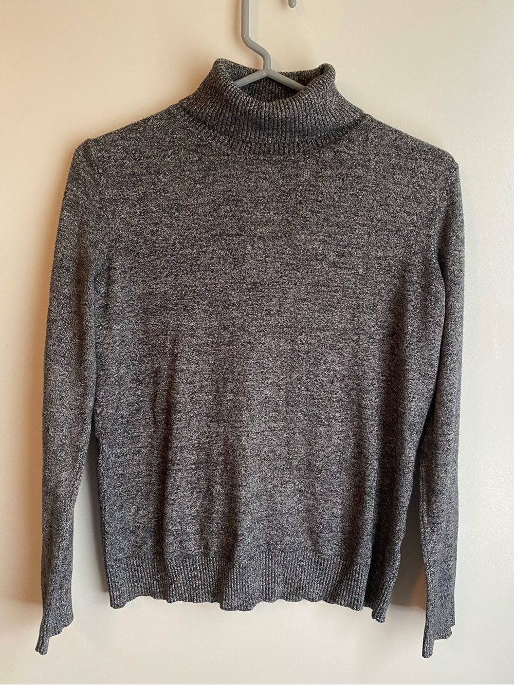 Women’s Grey Casual Turtleneck Long Sleeve Blouse